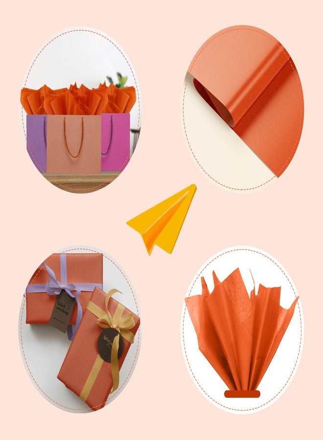 OHOME ورق تغليف برتقالي من أوهوم - ١٠٠ ورقة، زينة خريفية للمنزل | ديكور عيد الشكر لأكياس الهدايا، ورق تغليف بكميات كبيرة لهدايا عيد الشكر ومستلزمات حفلات الهالوين - Image 4